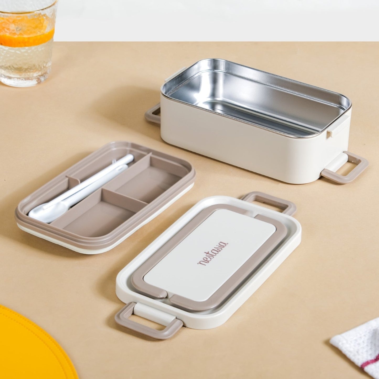 Ninja Airtight Double Decker Bento Lunch Box in Matte Beige, 2000ml Capacity