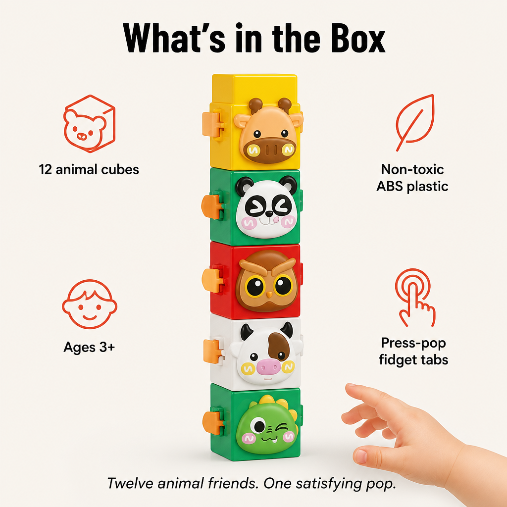 BrillieBlocks™ — Snap 12 Animal Pals Into Towers Kids Can't Stop