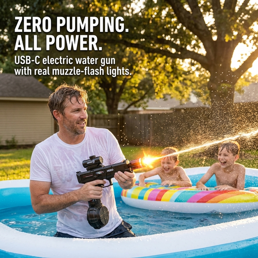 ThunderSplash™ — Soak the Yard with No Pumping, USB-C Power & Flashing Muzzle Lights