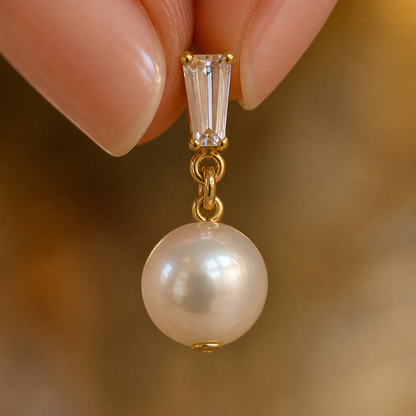 LumaFleur™ – Sophisticated Pearl Drop Earrings with Crystal Detail