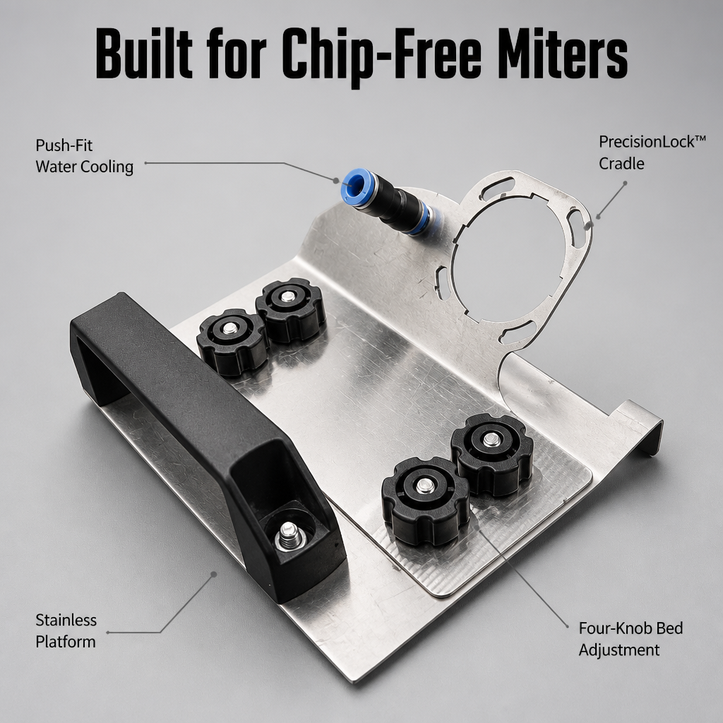 PrecisionPro™ — Cut Factory-Sharp 45° Tile Miters Without Using a Wet Saw
