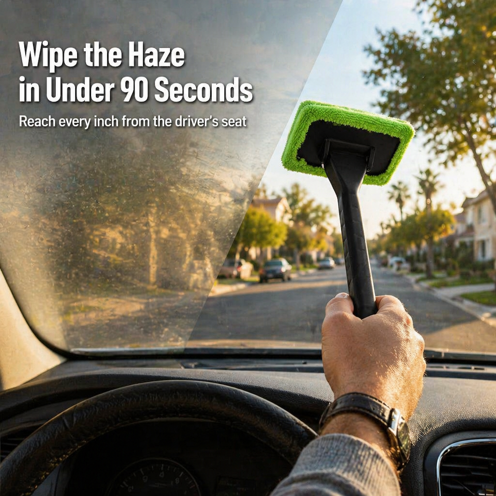 PrismaShine™ — Erase Foggy Windshields Streak-Free Without Leaving Your Seat