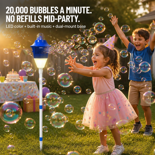 BubbleWhirl™ — Flood Every Party with 20,000 Bubbles, LED Colors & Tunes