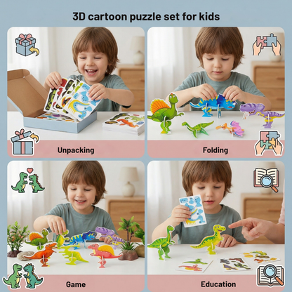 VividMorph™ 3D Cartoon Puzzle Set — Ignite Your Child’s Imagination and Build Confidence with Every Snap