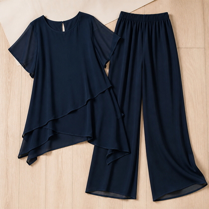 Flexiva™ – Comfortable Two-Piece Set Featuring Soft-Fall Wide-Leg Pants