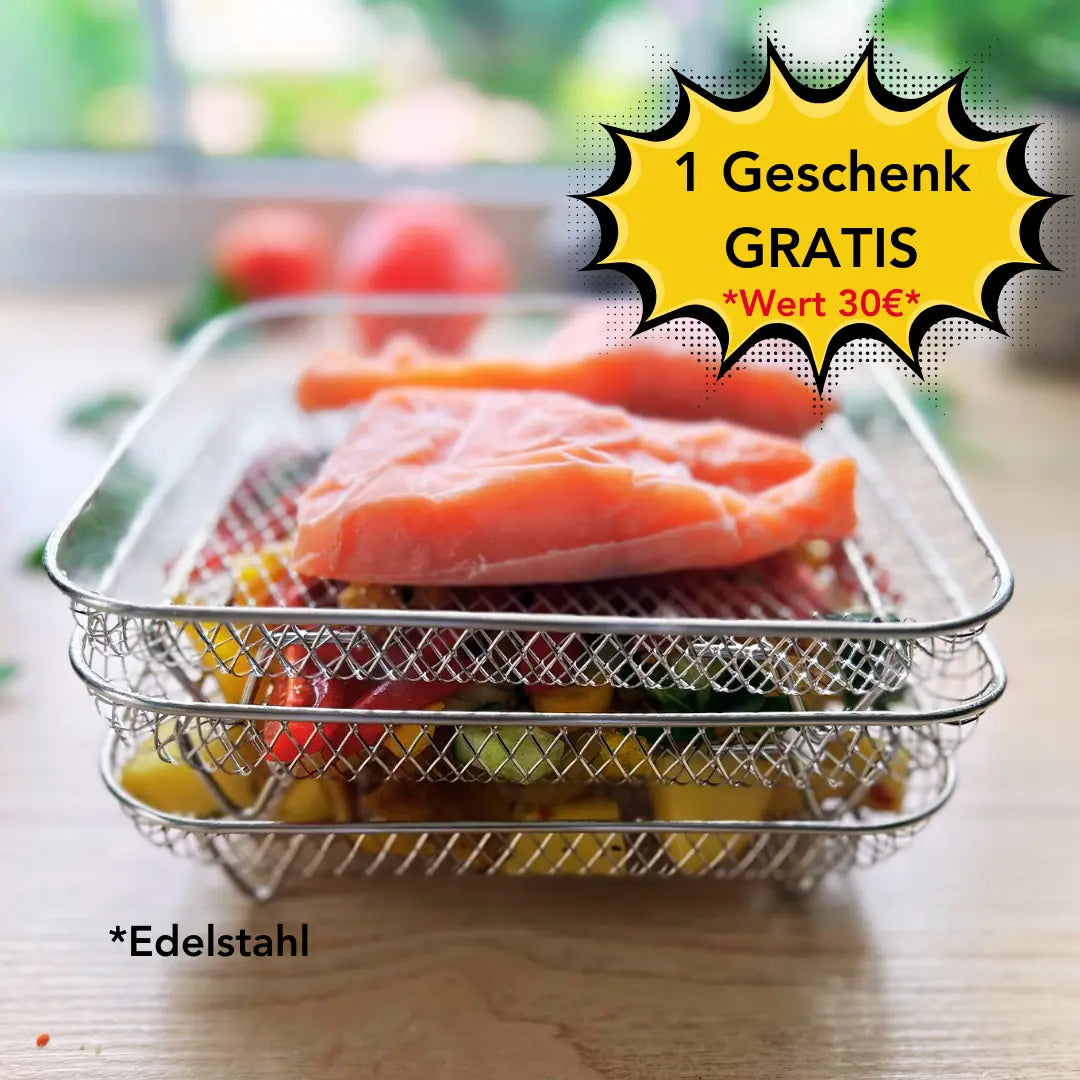 Multi-layer Air Fryer Baskets with 2 Complimentary Heat-Resistant Tongs