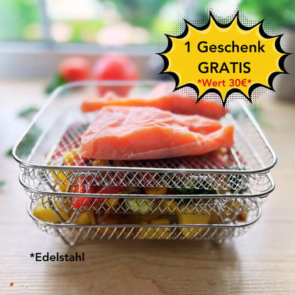 Multi-layer Air Fryer Baskets with 2 Complimentary Heat-Resistant Tongs