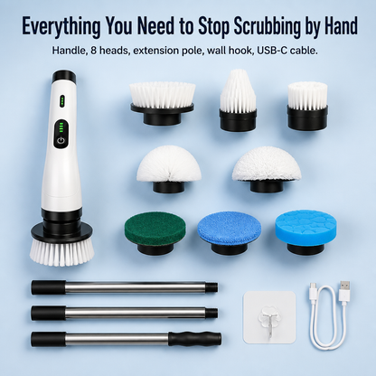 TurboShine™ — Cut Cleaning Time in Half with 8 Heads + Extension Pole | Spin Away Grime