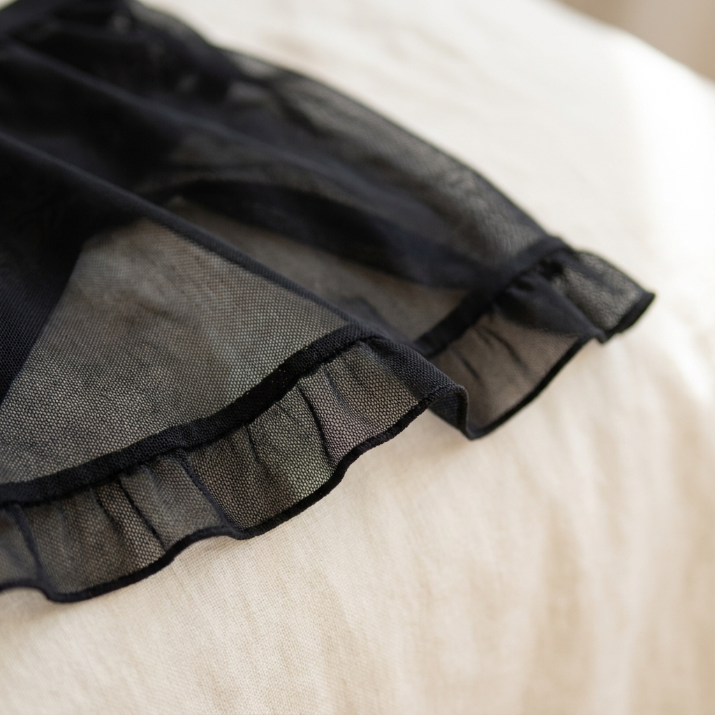 Soirée™ – Lace V-Neck Babydoll Set Featuring Sheer Mesh Skirt