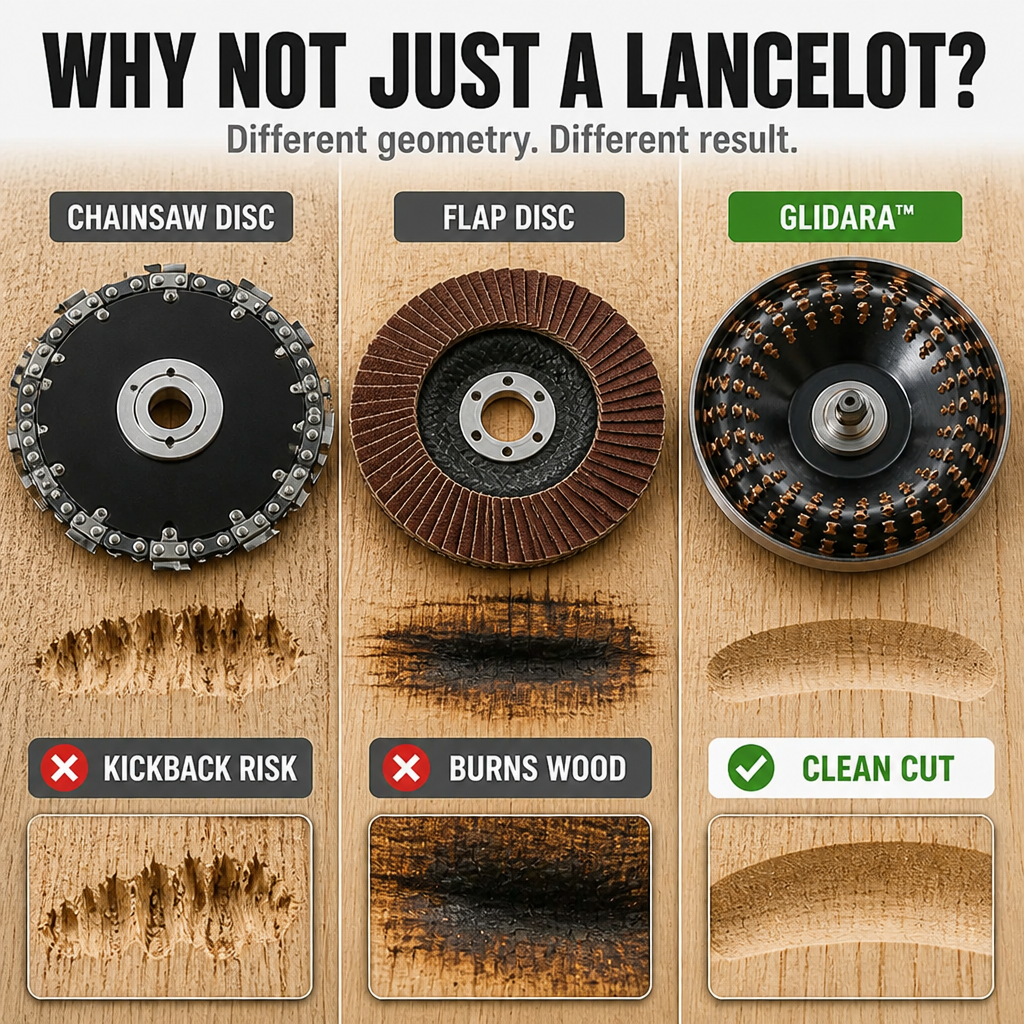 Glidara™ — Shape, Sculpt & Smooth Hardwood Fast Using Any 125mm Angle Grinder
