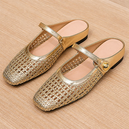 BreezeStep™ – Handcrafted Square-Toe Mary Jane Mules