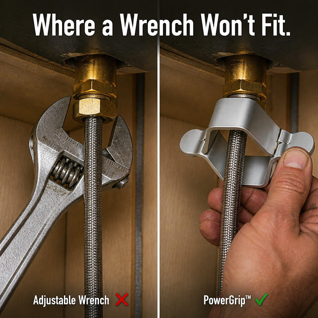 PowerGrip™ — Spin Supply Lines Smoothly, Quickly Loosen Stuck Faucet Nuts