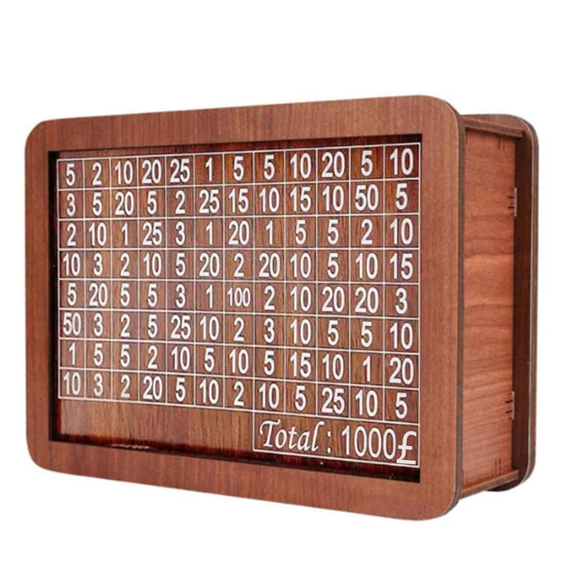 Perlo — Wooden Savings Box with Secure Lid and Progress Tracker