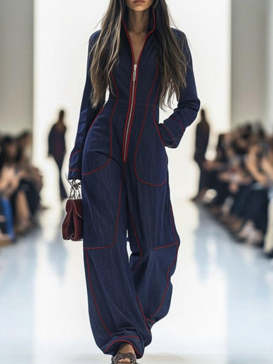 AriaFlex™ Wide-Leg Denim Jumpsuit — Unleash Effortless Confidence and Move with Grace All Day