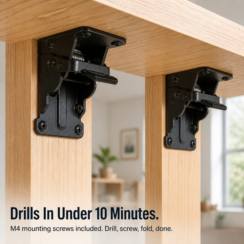 ForgeFold™ — Support 500 Pounds Firmly, Then Fold Flat Against the Wall