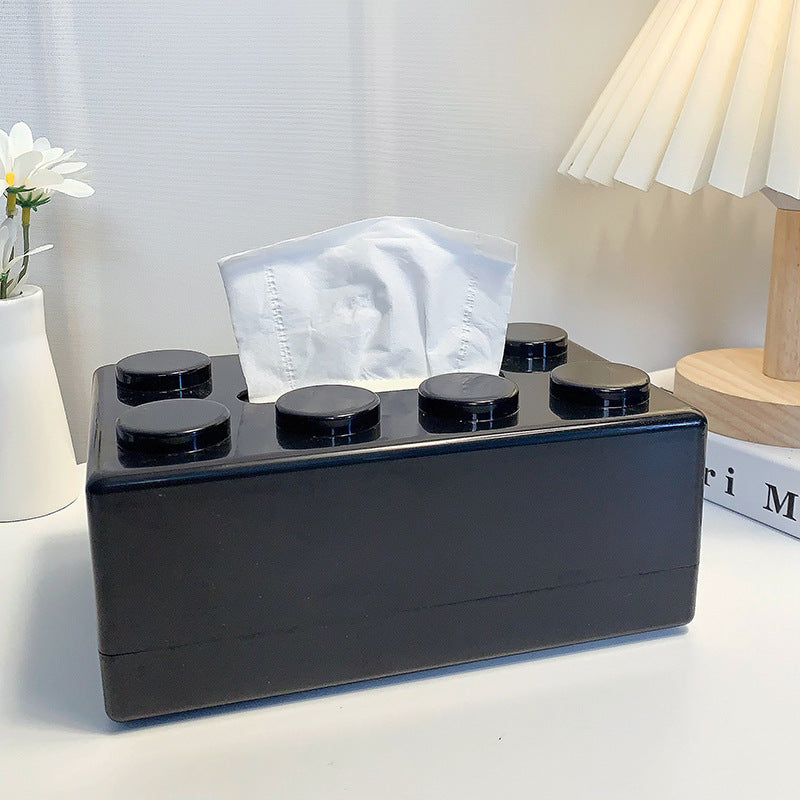 Innovative Wall-Mounted Tissue Box Holder Featuring Building Blocks