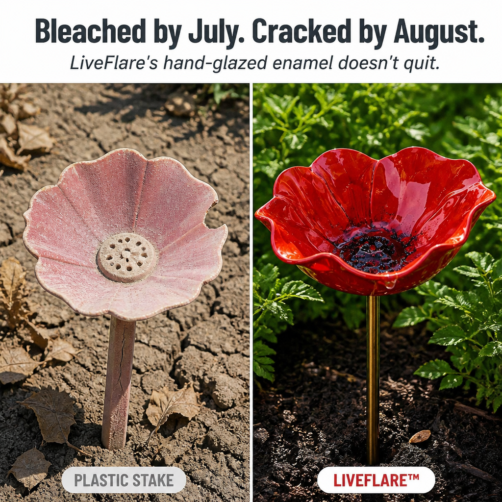 LiveFlare™ — Stake One Hand-Glazed Bloom Birds and Bees Come Calling