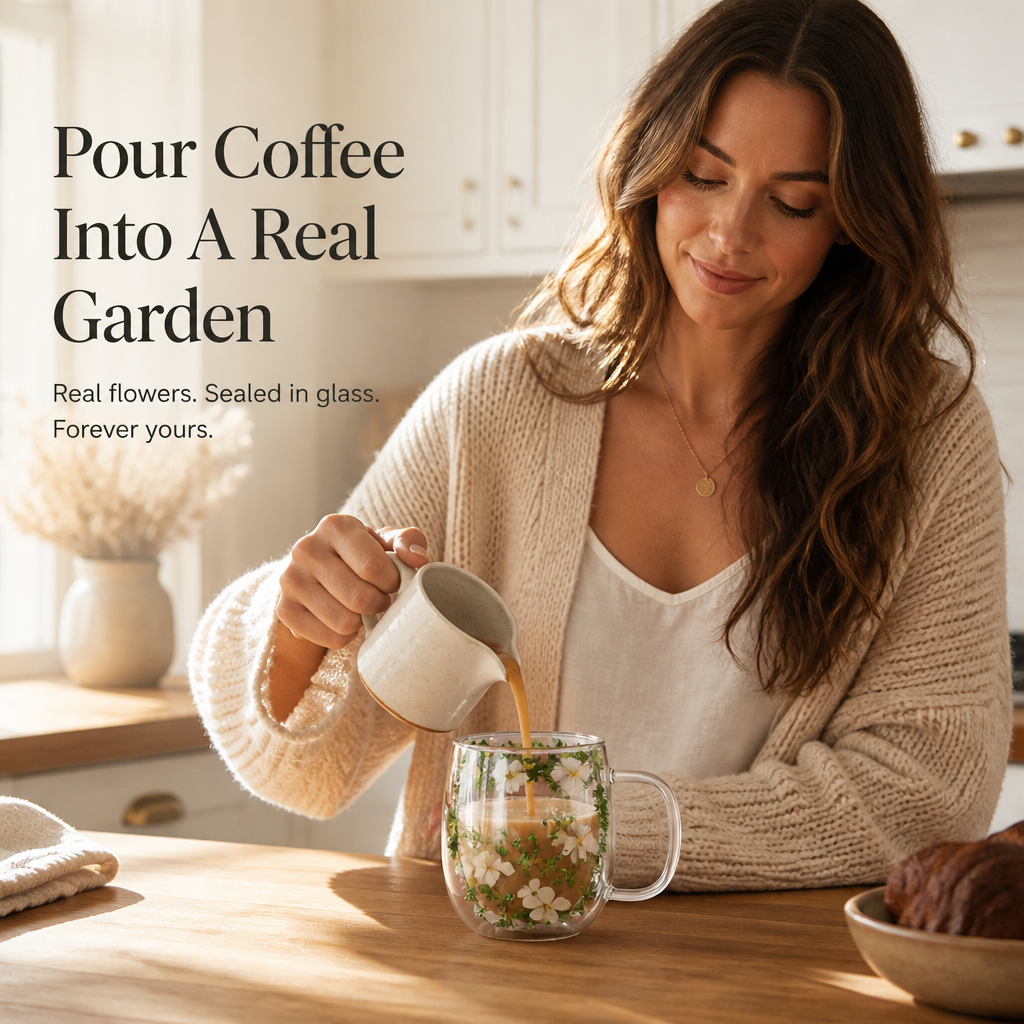 BloomVista™ — Enjoy Coffee Amid Genuine Flowers That Stay Fresh Forever