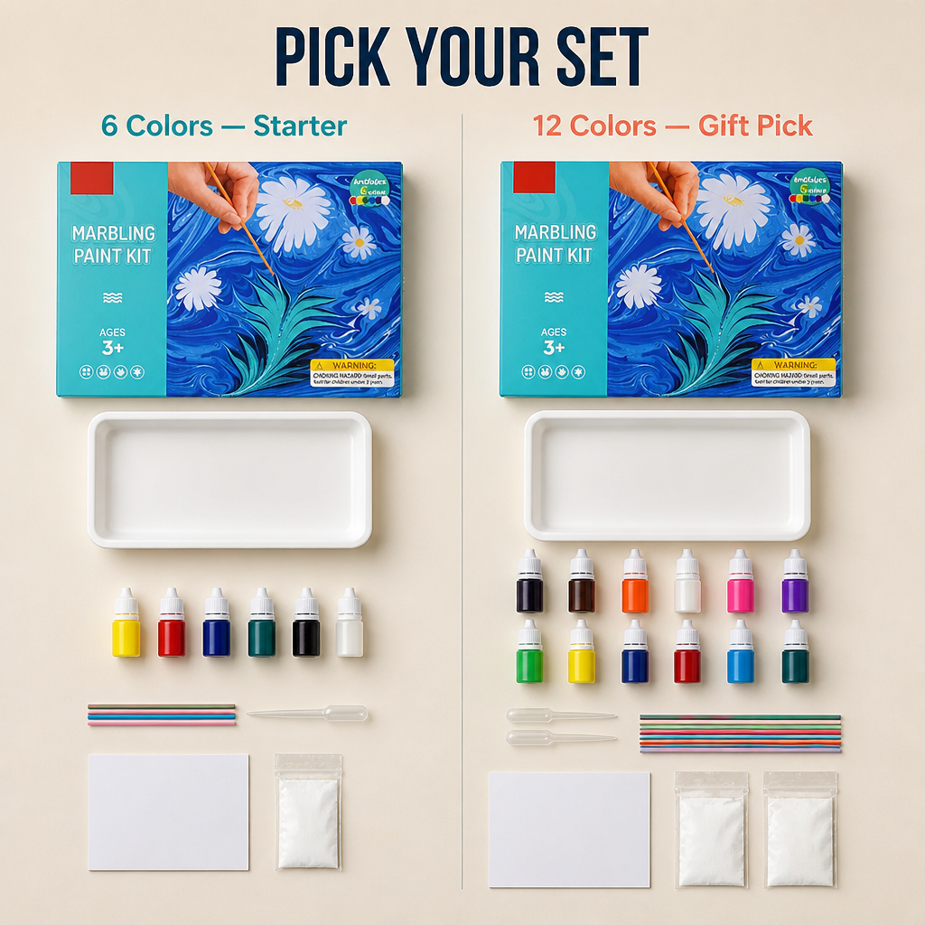 SplashMuse™ Marbling Paint Kit — Swirl, Lift & Display Genuine Marbled Prints Made by Kids Themselves