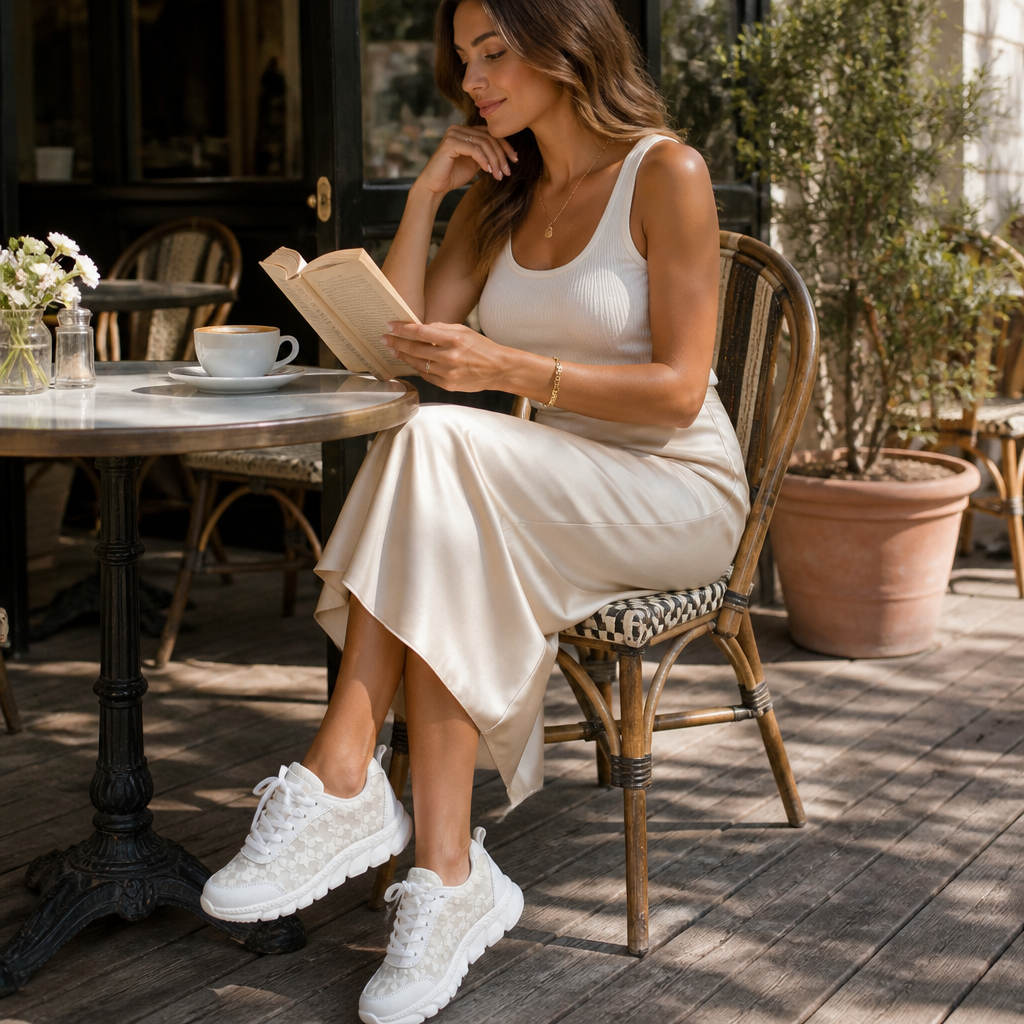 LunaStride™ – White Floral Lace Mesh Platform Sneakers
