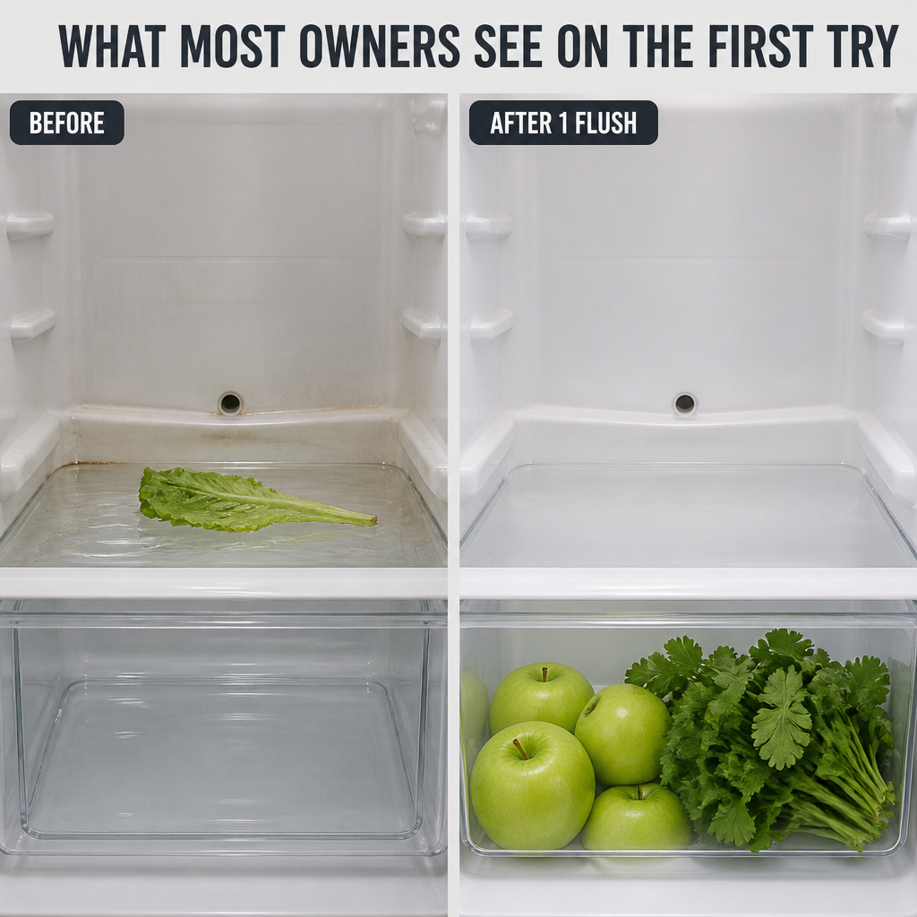 FlowFree™ — Stop Secret Fridge Leaks and Smells Without Ever Unplugging