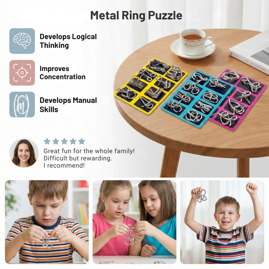 NeuroTwist™ Metal Ring Puzzle Set — Ignite Laser Focus and Unlock Your Brain’s True Power