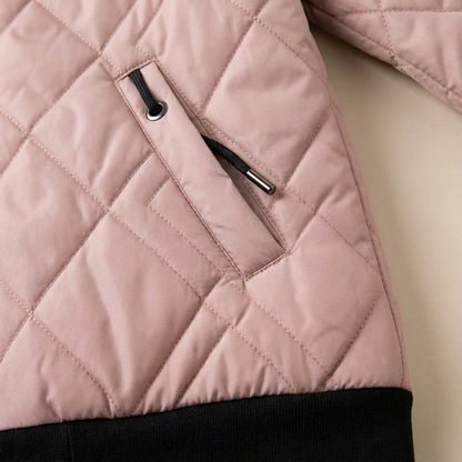 RamoraVibe™ – Diamond-Stitched Parka with Hood and Drawstring Closure