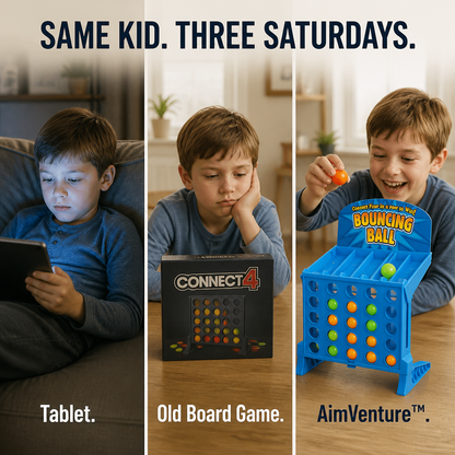 AimVenture™ — Bounce-Shoot Connect 4 That Gets Kids Laughing Loud and Off Screens
