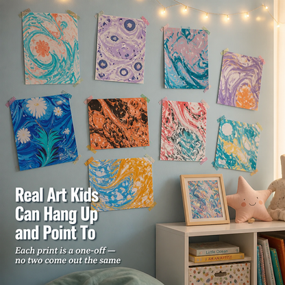 SplashMuse™ Marbling Paint Kit — Swirl, Lift & Display Genuine Marbled Prints Made by Kids Themselves