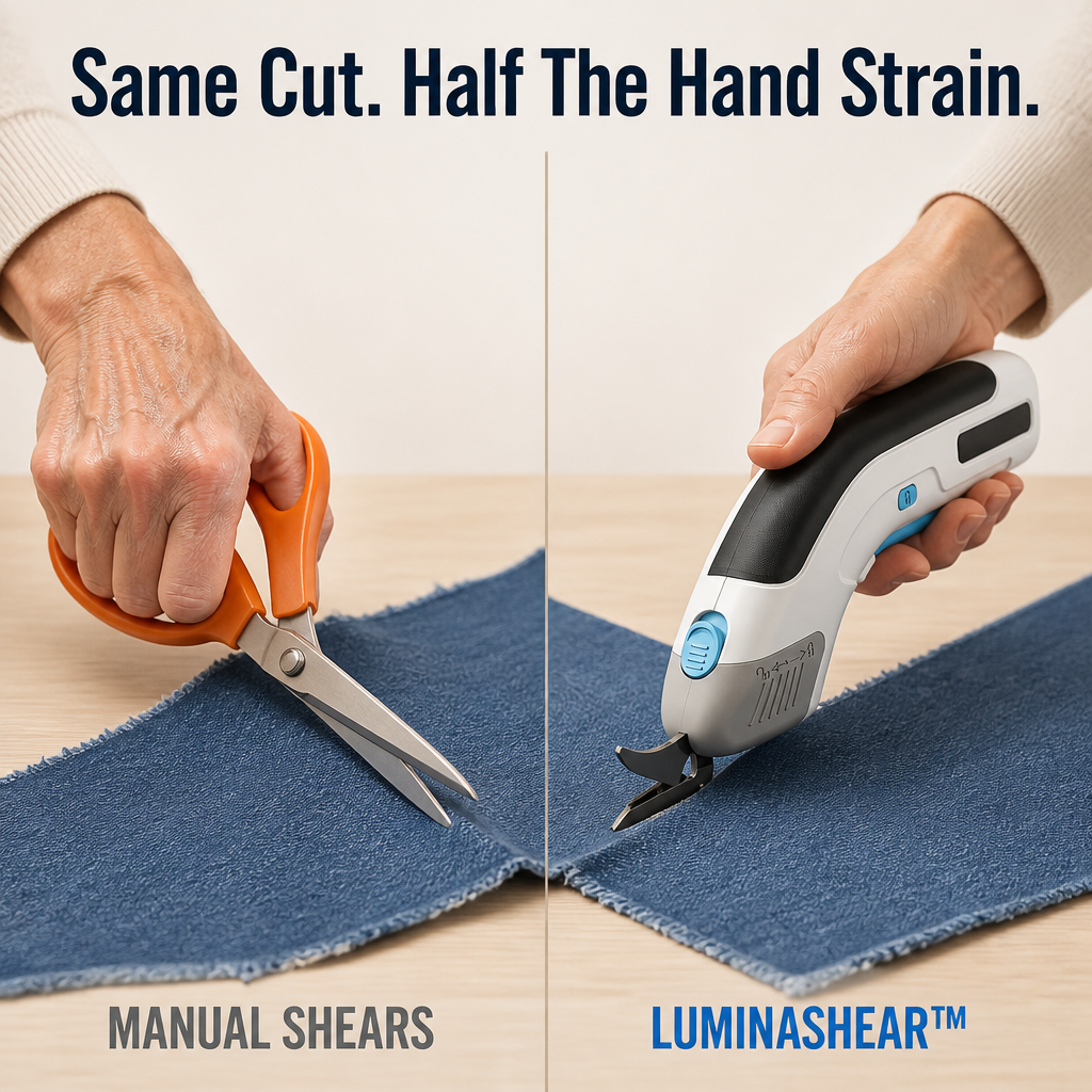LuminaShear™ — Slice Through Fabric, Leather & Cardboard Without Hand Strain
