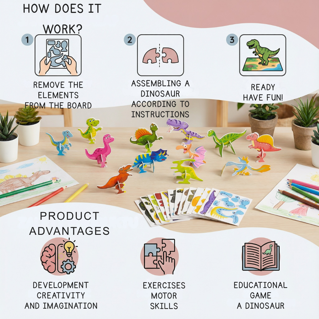 VividMorph™ 3D Cartoon Puzzle Set — Ignite Your Child’s Imagination and Build Confidence with Every Snap