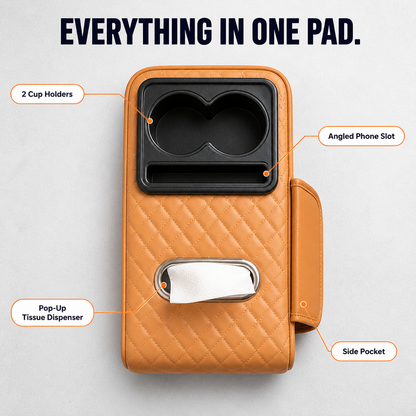 LuminaLuxe™ — Conquer Center Console Clutter With a Single Strap-On Armrest Pad