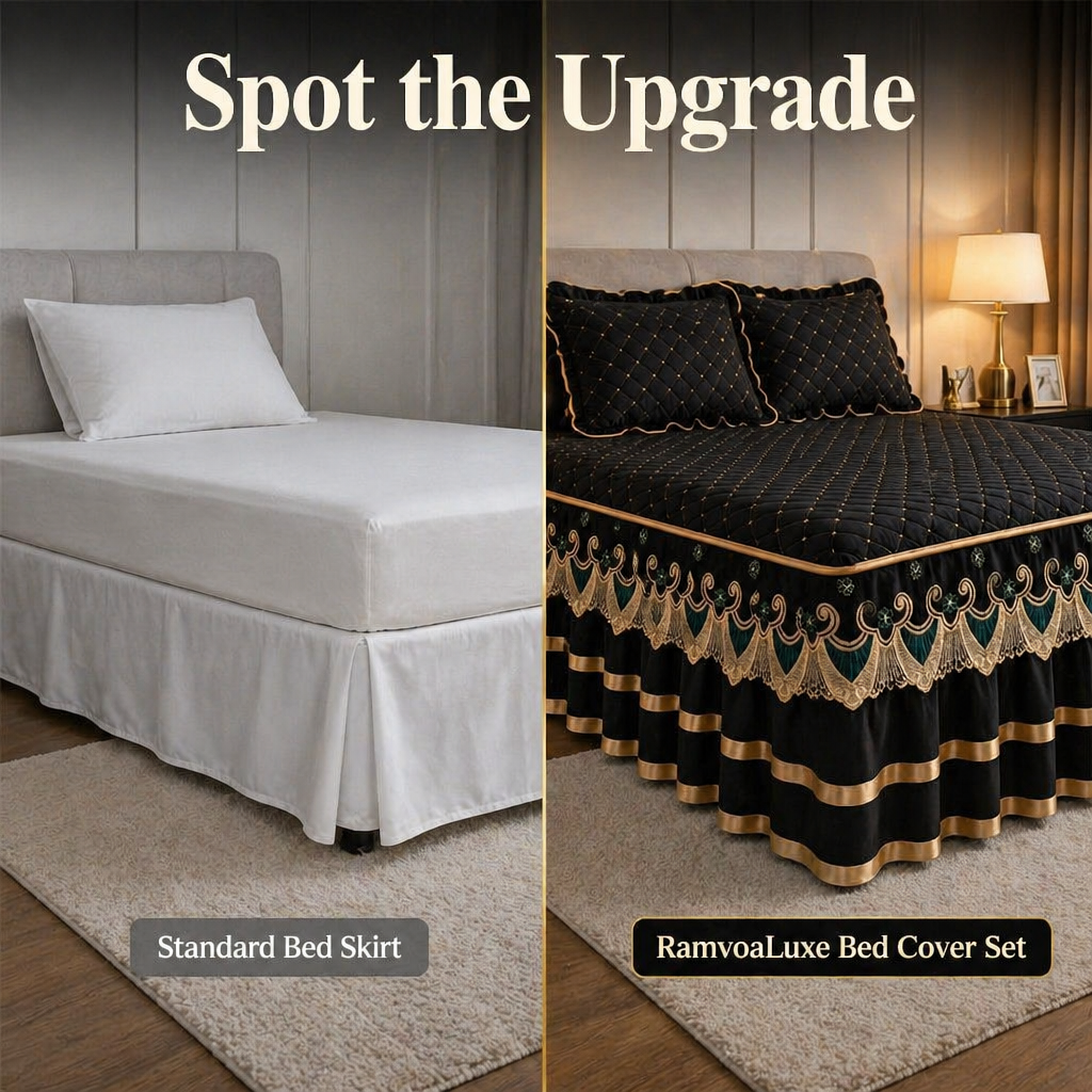 RamvoaLuxe™ — Wrap Your Bed in Embroidered Lace and Gilded-Ribbon Hotel-Suite Elegance