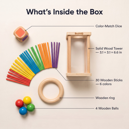 BrainiQ™ — Develop Focus, Patience & Color Skills Using 30 Wooden Sticks