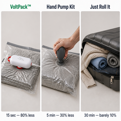 VoltPack™ — Compress Your Suitcase 80% Using a Pocket USB Vacuum Pump