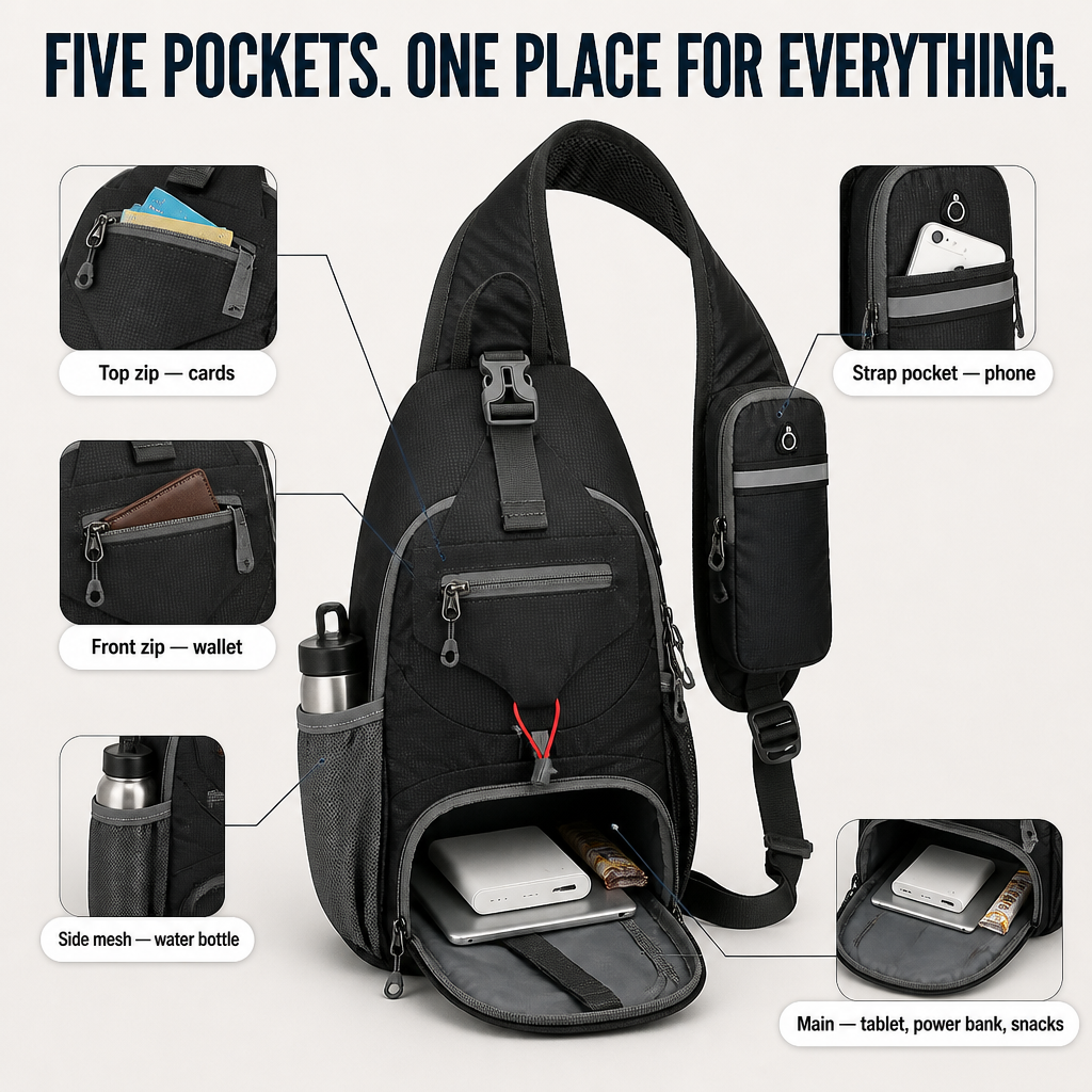 SmartPack™ — Hold Your Phone, Wallet & Water Bottle Minus the Backpack Baggage