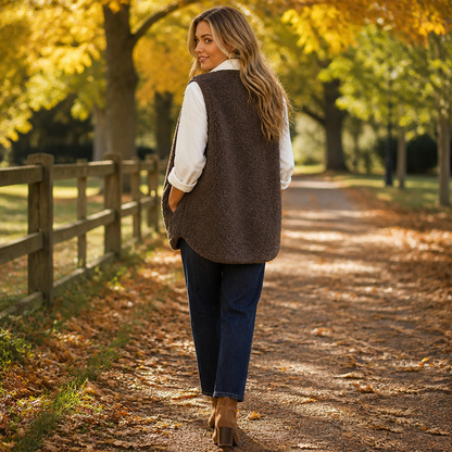 CloudWarm™ – Cozy Sherpa Sleeveless Vest with Button Closure