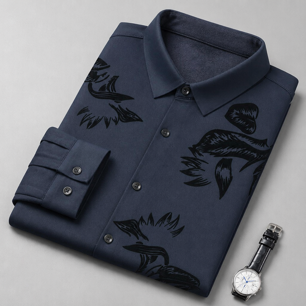 VulcanTherm™ – Slim-Cut Fleece-Lined Shirt Featuring Brushstroke Design