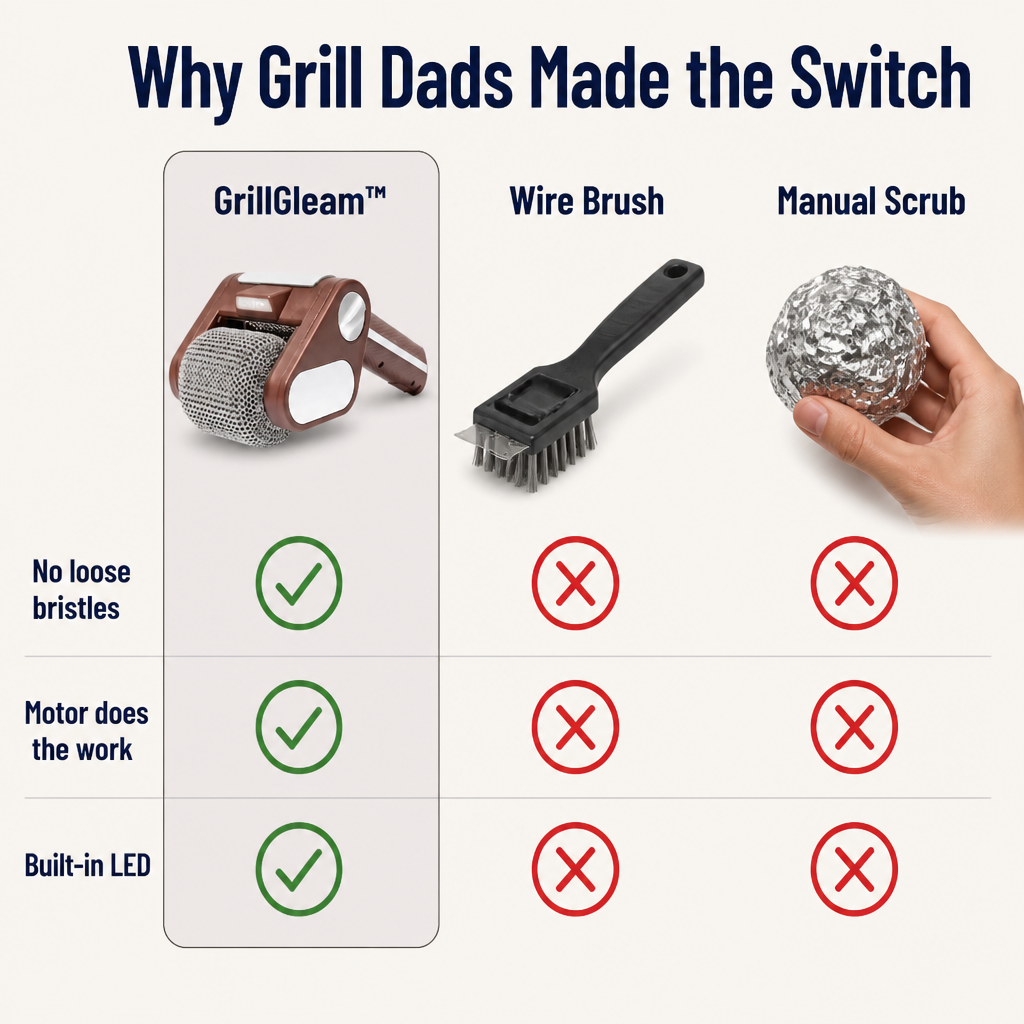 GrillGleam™ — Remove Stuck-On Grease Fast with No Loose Bristles at All