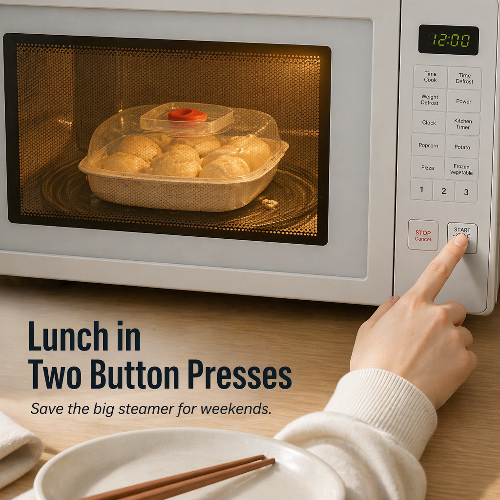VaporLux™ — Steam Dumplings, Fish & Veggies Directly in Your Microwave