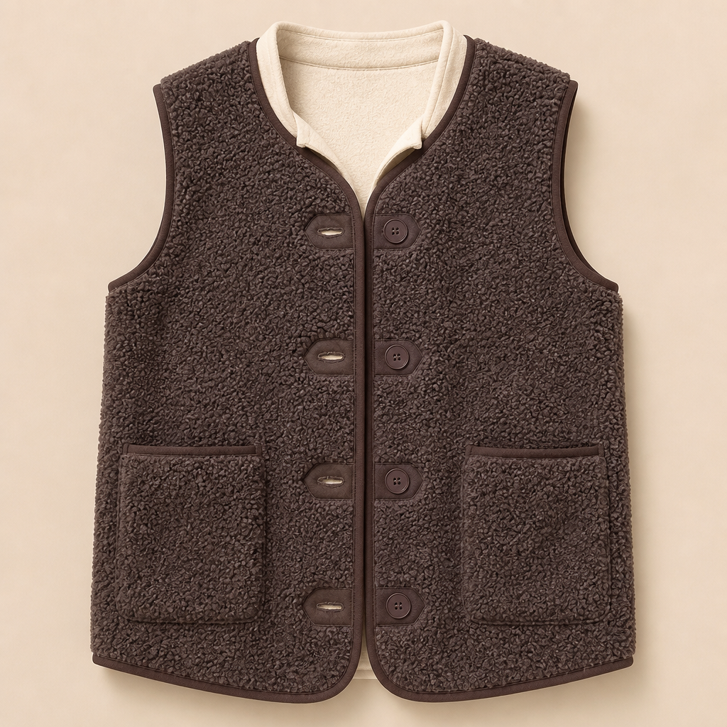CloudWarm™ – Cozy Sherpa Sleeveless Vest with Button Closure