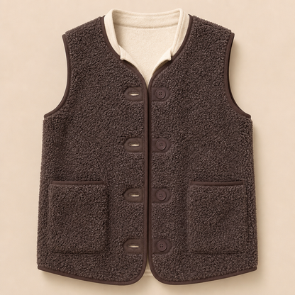 CloudWarm™ – Cozy Sherpa Sleeveless Vest with Button Closure