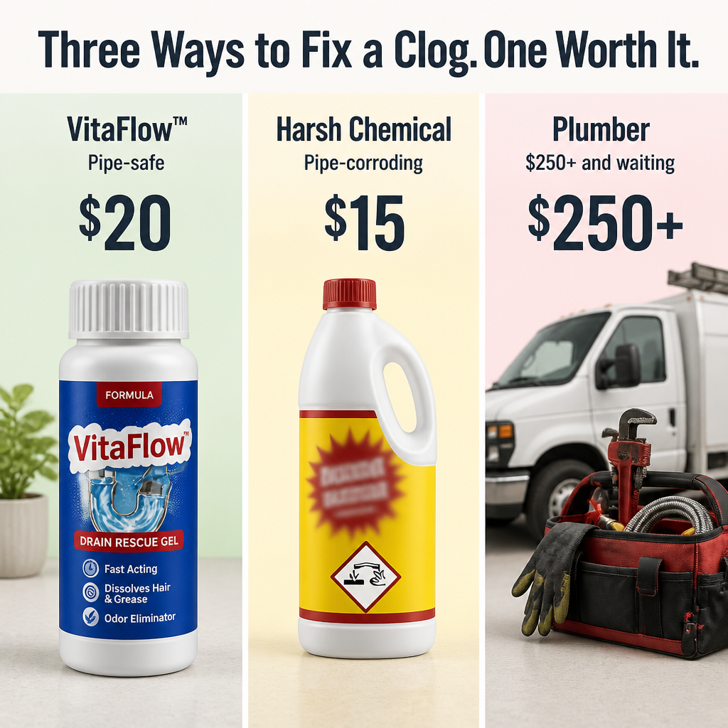 VitaFlow™ Drain Rescue — Dissolve Tough Clogs Fast Without Damaging Your Pipes