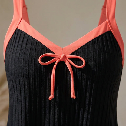 SoloraSway™ – Breezy Pleated Tankini with Coverage Shorts