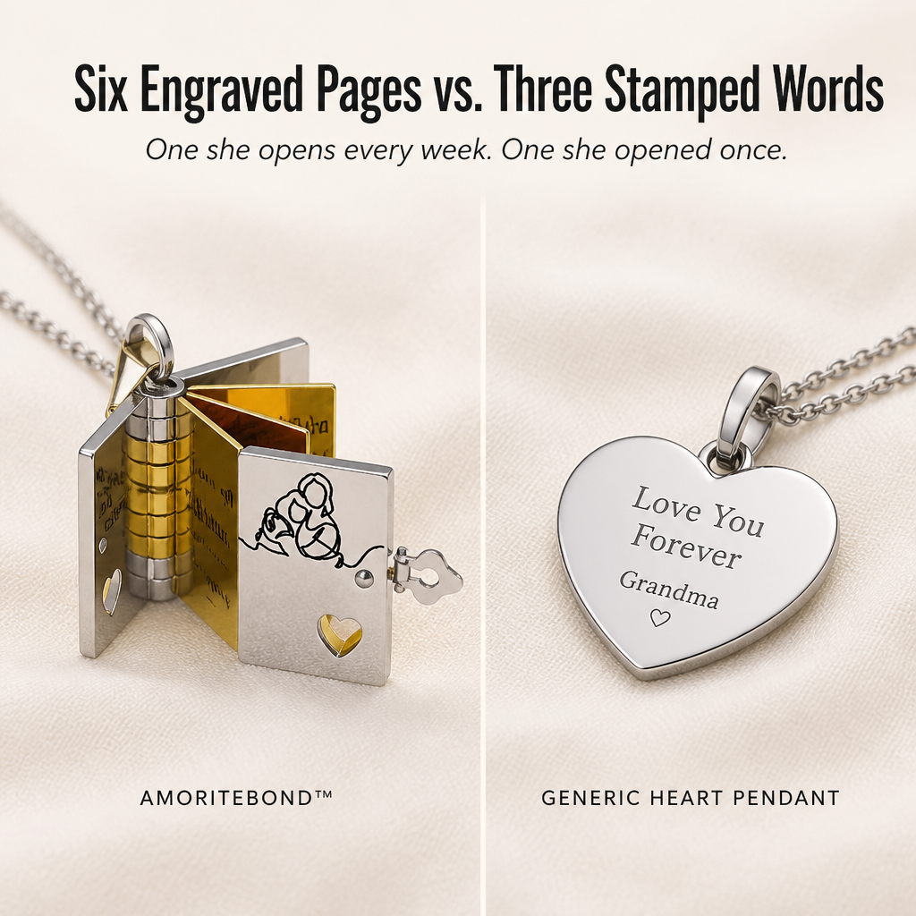 AmoriteBond™ — Unlock a Six-Page Book Pendant Personalized for Your Grandchild