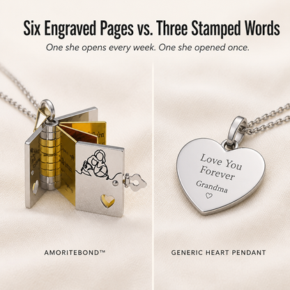 AmoriteBond™ — Unlock a Six-Page Book Pendant Personalized for Your Grandchild