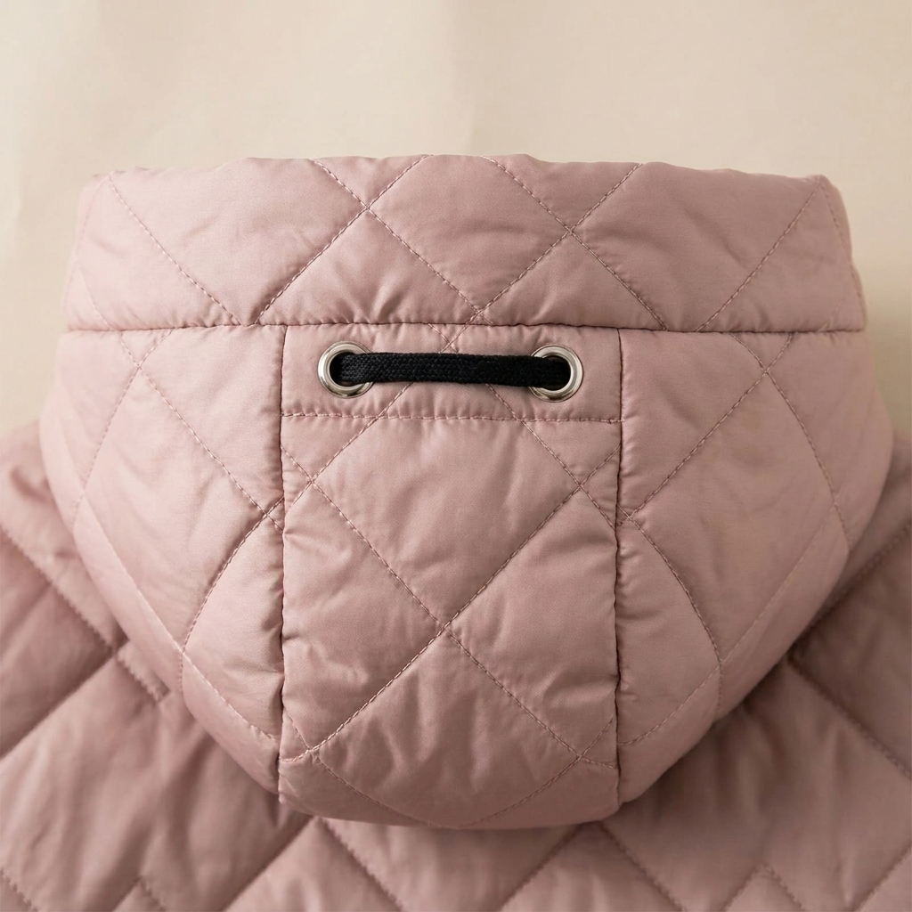 RamoraVibe™ – Diamond-Stitched Parka with Hood and Drawstring Closure