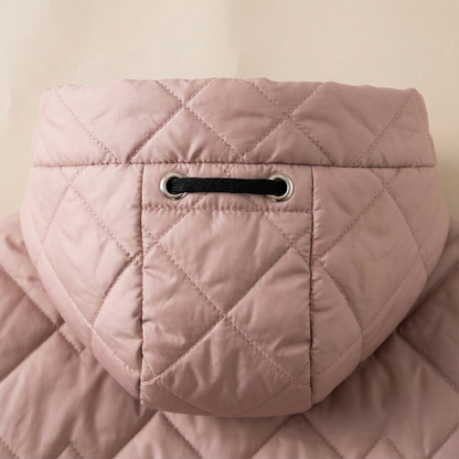 RamoraVibe™ – Diamond-Stitched Parka with Hood and Drawstring Closure