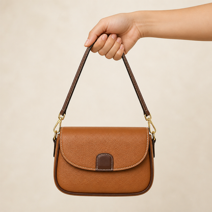 SolaraVera™ – Timeless Pebbled Leather Crossbody with Magnetic Snap