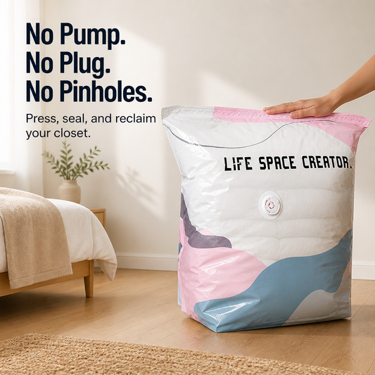 SwiftSpace™ — Squash Comforters, Coats & Bedding to One-Fifth Their Size, No Pump Needed